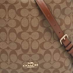 Pre Owned Coach Brown/Beige Signature Coated Canvas Abby Duffle Shoulder Bag