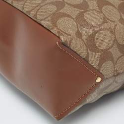 Pre Owned Coach Brown/Beige Signature Coated Canvas Abby Duffle Shoulder Bag