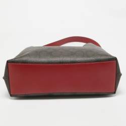 Coach Brown/Red Signature Coated Canvas and Leather Mollie Bucket Bag