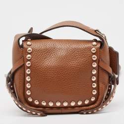 Pre Owned Coach Brown Leather Rivets Dakotah Crossbody Bag