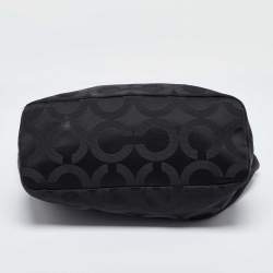 Coach Black Signature Canvas and Lizard Embossed Leather Mia Tote