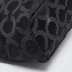 Coach Black Signature Canvas and Lizard Embossed Leather Mia Tote