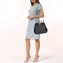 Pre Owned Coach Black Signature Canvas and Leather Lexy Bag