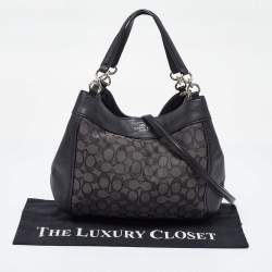 Pre Owned Coach Black Signature Canvas and Leather Lexy Bag