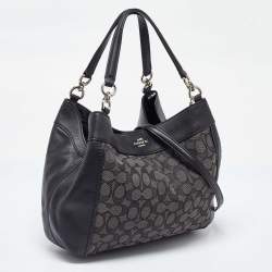 Pre Owned Coach Black Signature Canvas and Leather Lexy Bag