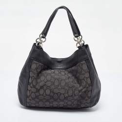 Pre Owned Coach Black Signature Canvas and Leather Lexy Bag