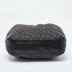 Pre Owned Coach Black Signature Canvas and Leather Lexy Bag