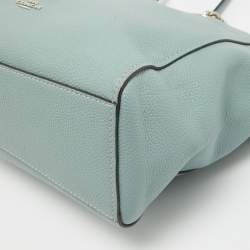 Pre Owned Coach Light Blue Leather Turnlock Chain Tote