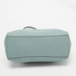 Pre Owned Coach Light Blue Leather Turnlock Chain Tote