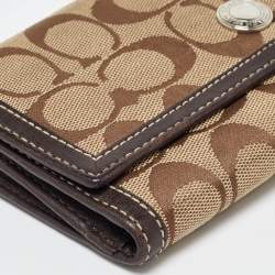 Coach Beige/Brown Signature Canvas and Leather Continental Wallet