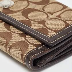 Coach Beige/Brown Signature Canvas and Leather Continental Wallet