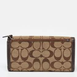 Coach Beige/Brown Signature Canvas and Leather Continental Wallet