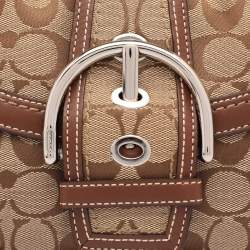 Pre Owned Coach Beige/Brown Signature Canvas Soho Vintage Flap Shoulder Bag