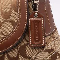 Pre Owned Coach Beige/Brown Signature Canvas Soho Vintage Flap Shoulder Bag