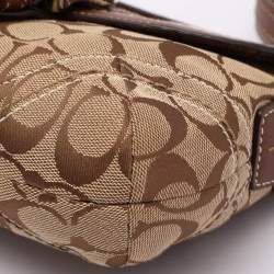 Pre Owned Coach Beige/Brown Signature Canvas Soho Vintage Flap Shoulder Bag