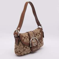 Pre Owned Coach Beige/Brown Signature Canvas Soho Vintage Flap Shoulder Bag