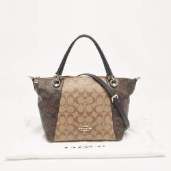 Coach Brown/Black Signature Coated Canvas and Leather Kacey Tote