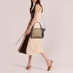 Coach Brown/Black Signature Coated Canvas and Leather Kacey Tote