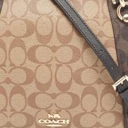 Coach Brown/Black Signature Coated Canvas and Leather Kacey Tote