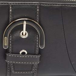 Coach Black Leather Buckle Zip Continental Wallet