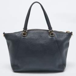 Pre Owned Coach Navy Blue Leather Prairie Satchel