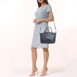 Pre Owned Coach Navy Blue Leather Prairie Satchel