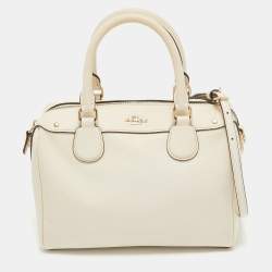 Pre Owned Coach Light Beige Leather Mini Bennett Satchel
