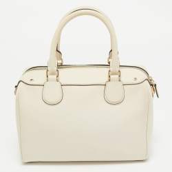 Pre Owned Coach Light Beige Leather Mini Bennett Satchel