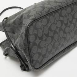 Coach Black/Grey Signature Coated Canvas Drawstring Carryall Bag