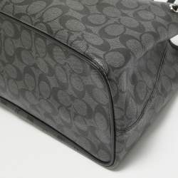 Coach Black/Grey Signature Coated Canvas Drawstring Carryall Bag