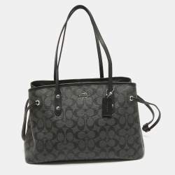 Coach Black/Grey Signature Coated Canvas Drawstring Carryall Bag