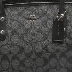 Coach Black/Grey Signature Coated Canvas Drawstring Carryall Bag