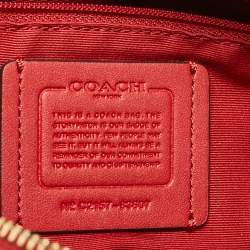 Coach Red/Brown Signature Coated Canvas Rowan Boston Bag