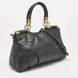 Pre Owned Coach Black Leather Madison Pinnacle Carrie Satchel