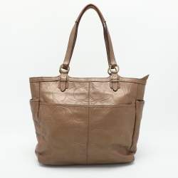 Coach Brown Embossed Leather South Tote