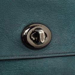 Pre Owned Coach Metallic Green Leather Bowery Crossbody Bag
