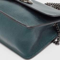 Pre Owned Coach Metallic Green Leather Bowery Crossbody Bag