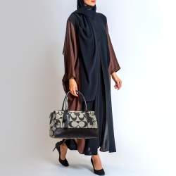 Coach Black Signature Canvas and Leather Legacy Haley Satchel