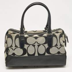 Coach Black Signature Canvas and Leather Legacy Haley Satchel
