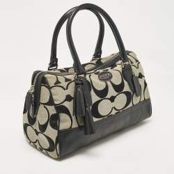 Coach Black Signature Canvas and Leather Legacy Haley Satchel