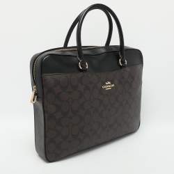 Coach Brown/Black Coated Canvas and Leather Laptop Bag