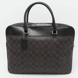 Coach Brown/Black Coated Canvas and Leather Laptop Bag