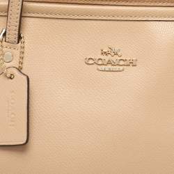 Coach Beige Leather Street Top Zip Tote