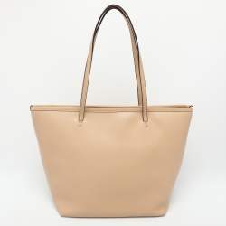 Coach Beige Leather Street Top Zip Tote