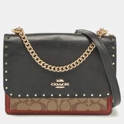 Coach Multicolor Signature Coated Canvas, Python Embossed and Leather Mini Klare Shoulder Bag