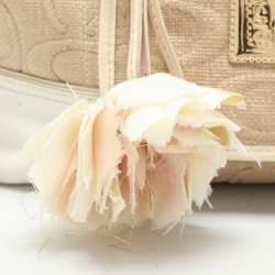 Coach Multicolor Signature Straw and Leather Poppy Tote