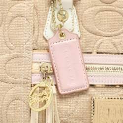 Coach Multicolor Signature Straw and Leather Poppy Tote