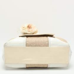 Coach Multicolor Signature Straw and Leather Poppy Tote