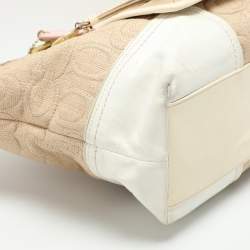 Coach Multicolor Signature Straw and Leather Poppy Tote