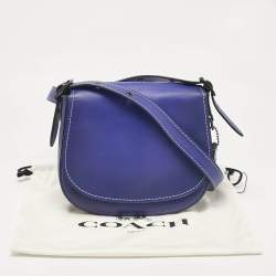 Pre Owned Coach Purple Leather Saddle 23 Crossbody Bag